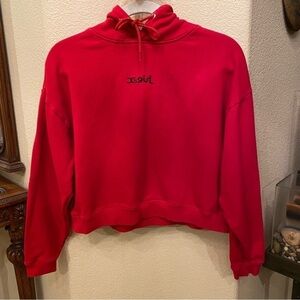 X-GIRL Red Cropped Hoodie Sweatshirt Size 2